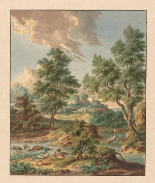 Jan Hendrik Troost van Groenendoelen - Landschap met watervogels in een poel.webp