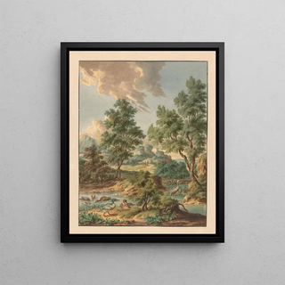 Jan Hendrik Troost van Groenendoelen - Landschap met watervogels in een poel.webp