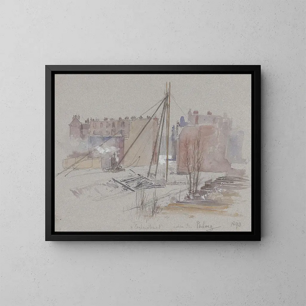 Trabajos de construcción calle Van Eeghen detrás de la Parkweg - Jan Hoynck van Papendrecht — cuadro enmarcado en la pared