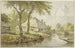 Near two trees, a house by the water's edge, a jetty on the right, the tip of a boat - Jan Hulswit — artwork view