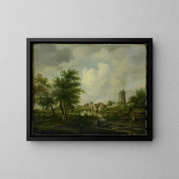 El muro en ruina en Ámsterdam con la puerta de Wetering visto desde el Buitensingel - Jan Hulswit — cuadro enmarcado en la pared