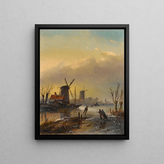 Jan Jacob Coenraad Spohler - Figures on a Dutch frozen waterway.webp