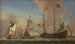 English warship painting at sea by fresh wind - Jan Karel Donatus van Beecq — artwork view