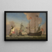 English warship painting at sea by fresh wind - Jan Karel Donatus van Beecq — framed artwork on a wall