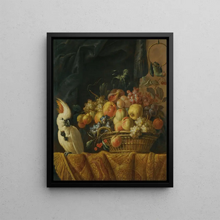 Jan Pauwel Gillemans the Younger - A Still Life Of Figs Grapes Apples And Other Fruit On A Table With A Parrot.webp