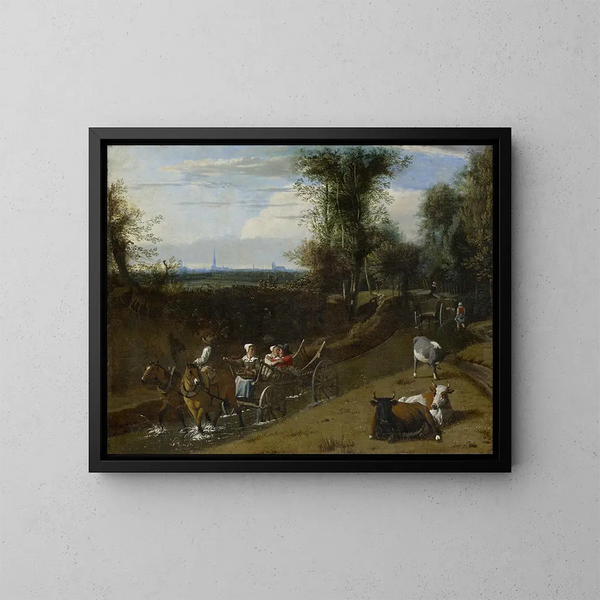 Carrosse dans un lit de rivière - Jan Siberechts — cuadro enmarcado en la pared