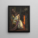 A girl by the fireplace - Jan Škrámlík — framed artwork on a wall