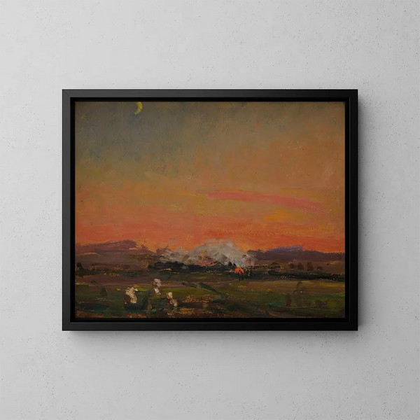 in the field, sunset in Ukraine - Jan Stanisławski — framed artwork on a wall