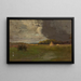 Landscape Painting with a Haystack - Jan Stanisławski — framed artwork on a wall