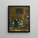 a gentleman offering a glass of wine to a lady with a couple making music and other city inhabitants indoors - Jan Steen — framed artwork on a wall