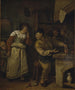 a goldsmith casting a woman's jewelry in the presence of a notary L'alchimiste - Jan Steen — artwork view