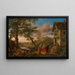 A fortune-teller and peasants in front of an inn with a river landscape beyond - Jan Steen — framed artwork on a wall