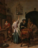 interior con una mujer alimentando a un loro conocido como La jaula de los loros - Jan Steen — vista de la obra