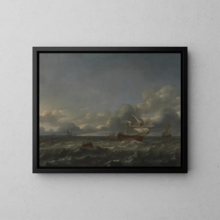 Jan Theunisz Blanckerhoff - Men of War in a Stiff Breeze.webp