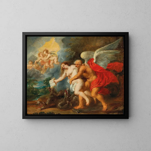 Una alegoría del Tiempo y de la Verdad triunfando sobre la Envidia y la Mentira - Jan van den Hoecke — cuadro enmarcado en la pared