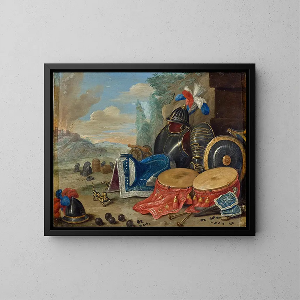 Emblemas de la guerra - Jan van Kessel el Viejo — cuadro enmarcado en la pared