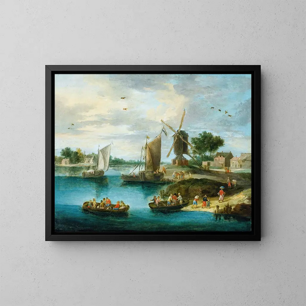 Paisaje con un molino - Jan van Kessel el Viejo — cuadro enmarcado en la pared
