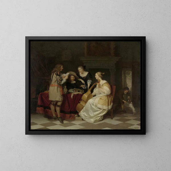 Una compañía musical - Jan Verkolje — cuadro enmarcado en la pared