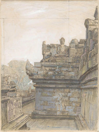 Jan Veth - Gezicht op een van de terrassen van de Borobdur.webp