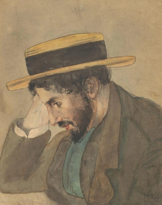 Jan Veth - Portret van een jongeman met strooien hoed.webp
