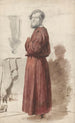 figure studies with a man standing in a red bathrobe - Jan Weissenbruch — artwork view
