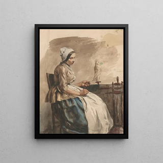 Jan Weissenbruch - Spinnende jonge vrouw.webp
