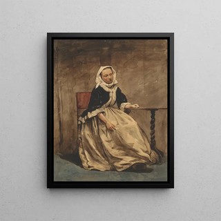 Jan Weissenbruch - Zittende vrouw naast een kleine tafel.webp