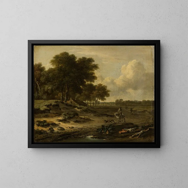 Paisaje con jinete - Jan Wijnants — cuadro enmarcado en la pared