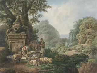 Jan Willem Pieneman - Landschap met herders bij een waterplaats.webp