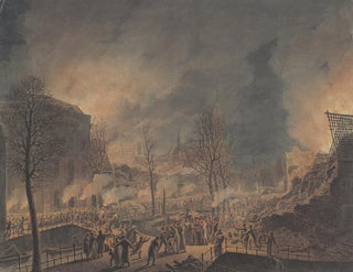 Jan Willem Pieneman - Lodewijk Napoleon bezoekt de runes op het Rapenburg te Leiden na de ontploffing van het kruitschip op 12 januari 1807.webp