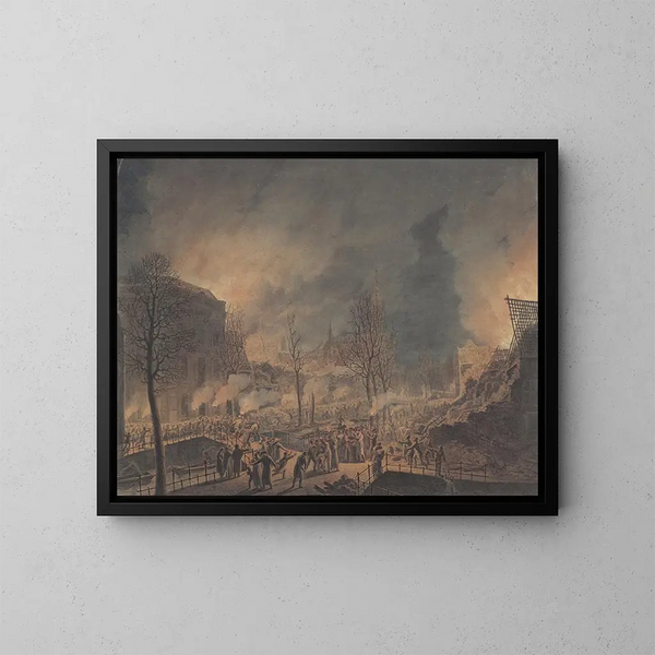 Lodewijk Napoléon visita las runas en el Rapenburg en Leiden después de la explosión de la nave de pólvora el 12 de enero de 1807 - Jan Willem Pieneman — cuadro enmarcado en la pared
