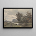 Berger avec des moutons près d'une ferme au bord de l'eau - Jan Willem van Borselen — framed artwork on a wall
