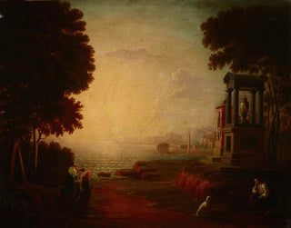 Jan Wolaski - Landscape with a Sea Bay and Ancient Buildings.webp