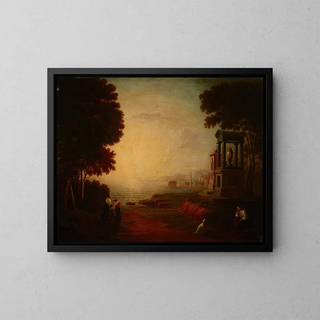 Jan Wolaski - Landscape with a Sea Bay and Ancient Buildings.webp