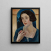 Retrato de una mujer con una manzana - Jan Wydra — cuadro enmarcado en la pared