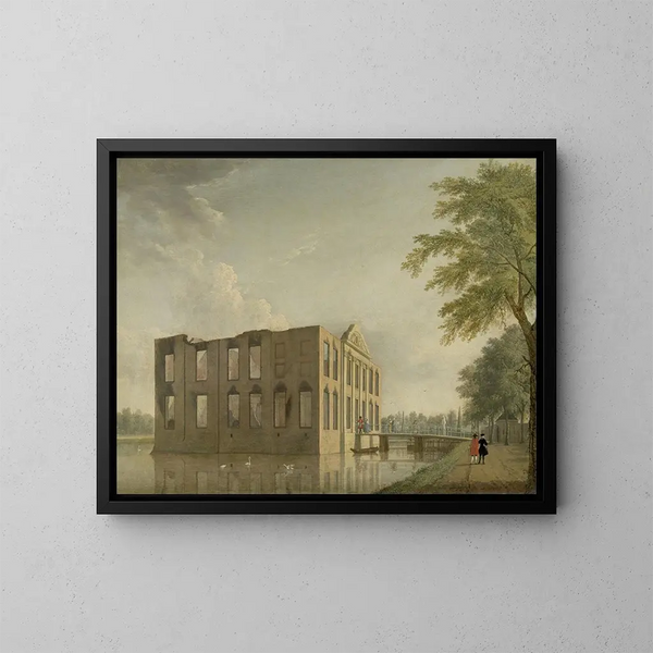 Castillo de Berckenrode en Heemstede después del incendio - Jan ten Compe — cuadro enmarcado en la pared