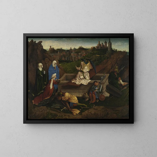 Las Tres Marías en la Tumba - Jan van Eyck — cuadro enmarcado en la pared
