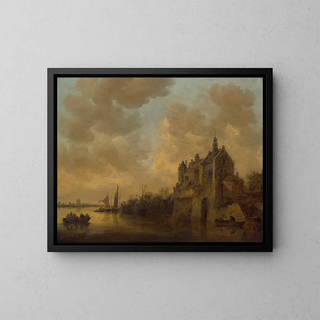 Jan van Goyen - A river landscape with a manor house rowing boats and other vessels.webp