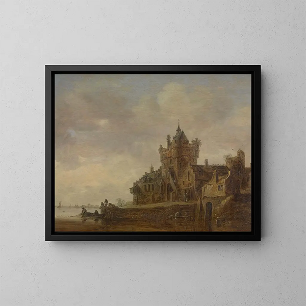the Old castle gate in Nijmegen - Jan van Goyen — framed artwork on a wall