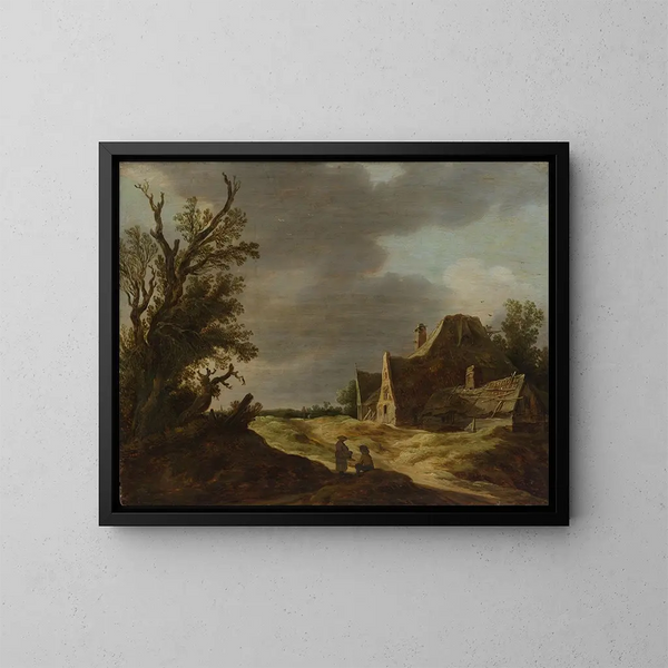 Sablonneuse Road with a Farm - Jan van Goyen — framed artwork on a wall