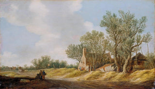 Jan van Goyen - Village Street with People Resting at a Brigde.webp