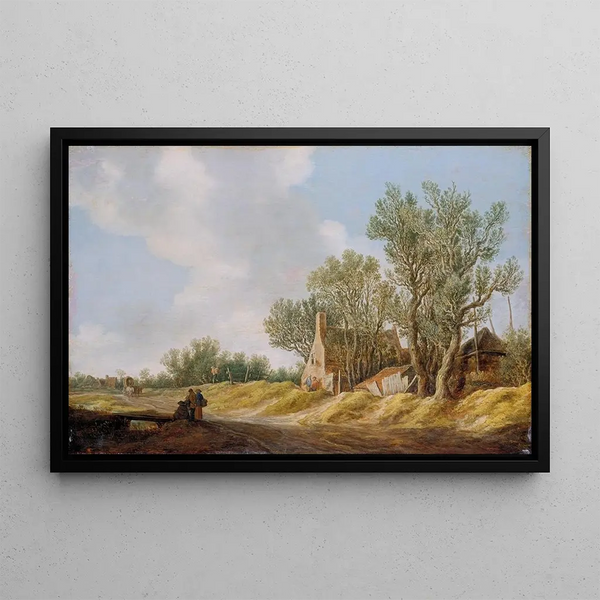 Jan van Goyen - Village Street with People Resting at a Brigde.webp