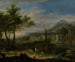 Paisaje arcadiano con pescadores - Jan van Huysum — vista de la obra