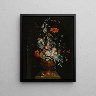 Jan van Huysum - Still Life Of Flowers In A Terracotta Vase Before A Stone Niche.webp