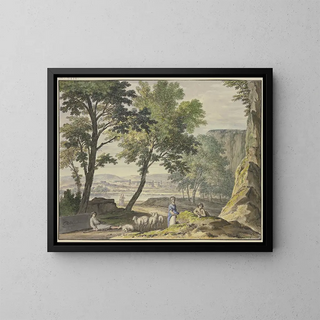 Jan van Huysum - Stilvolle Landschaft mit Schafhirten in der Ferne eine Stadt.webp