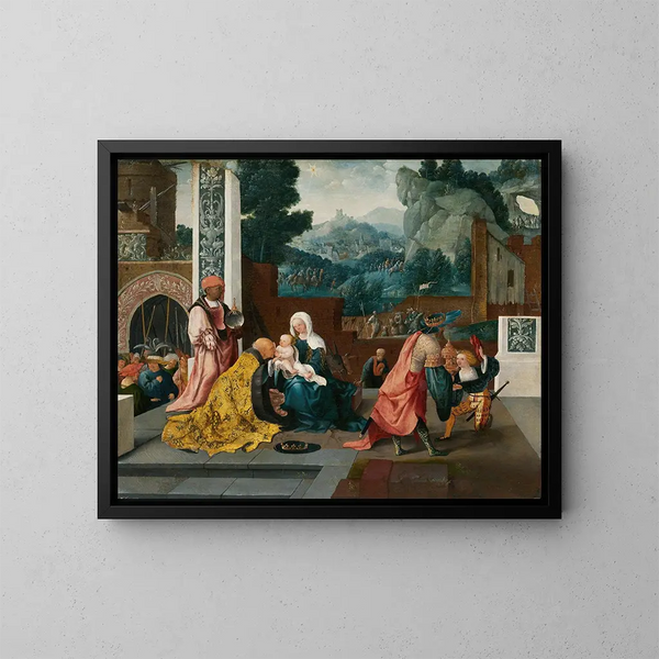 Adoration of the Magi - Jan van Scorel — framed artwork on a wall