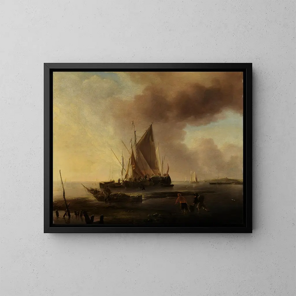 Bateaux de pêche sur la plage - Jan van de Cappelle — cuadro enmarcado en la pared