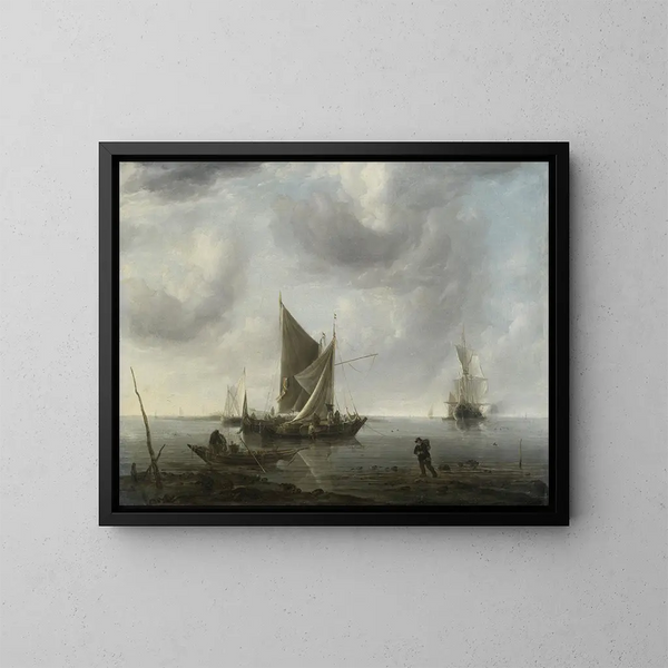 Bateaux au mouillage sur une mer calme - Jan van de Cappelle — cuadro enmarcado en la pared