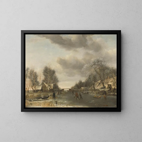 Escena de invierno - Jan van de Cappelle — cuadro enmarcado en la pared