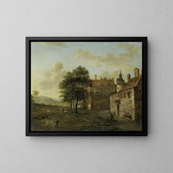 Una casa de campo - Jan van der Heyden — cuadro enmarcado en la pared